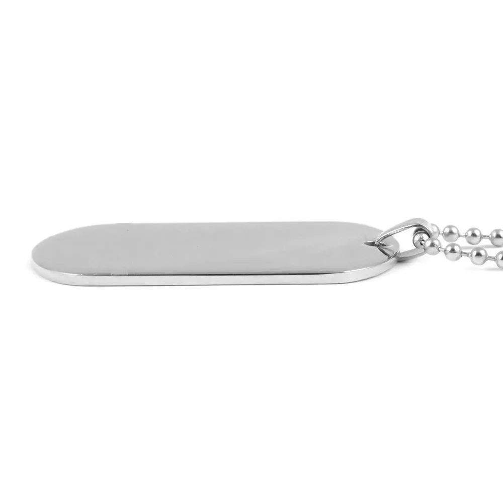 Checkered Dog Tag Pendant Necklace 24 in